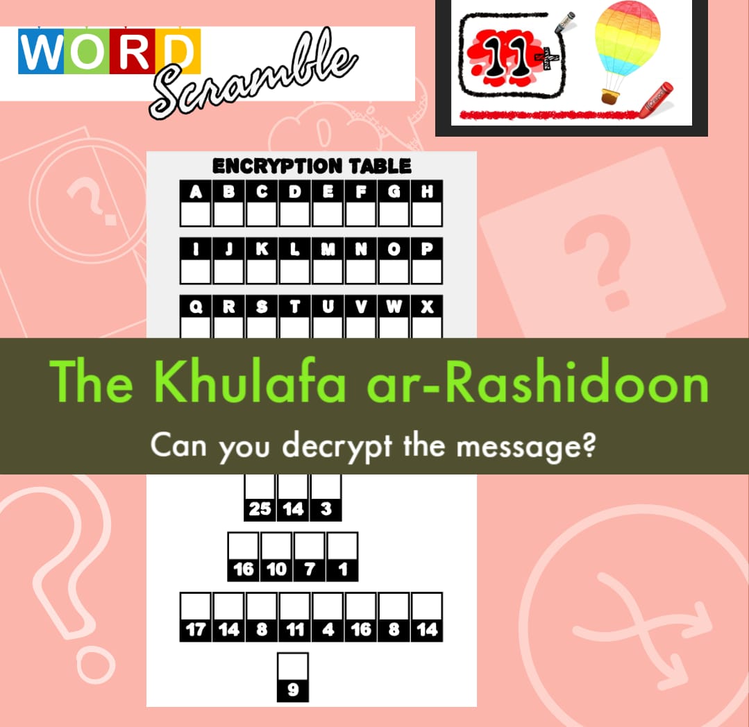 Word Scramble Hard – 4 Rightly Guided Khulafa