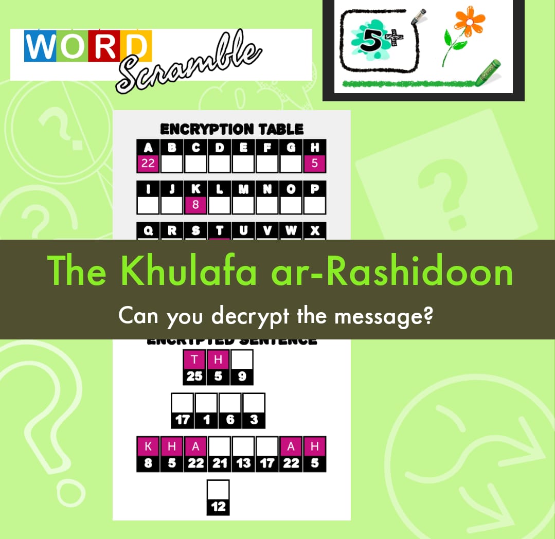 Word Scramble Easy – 4 Rightly Guided Khulafa