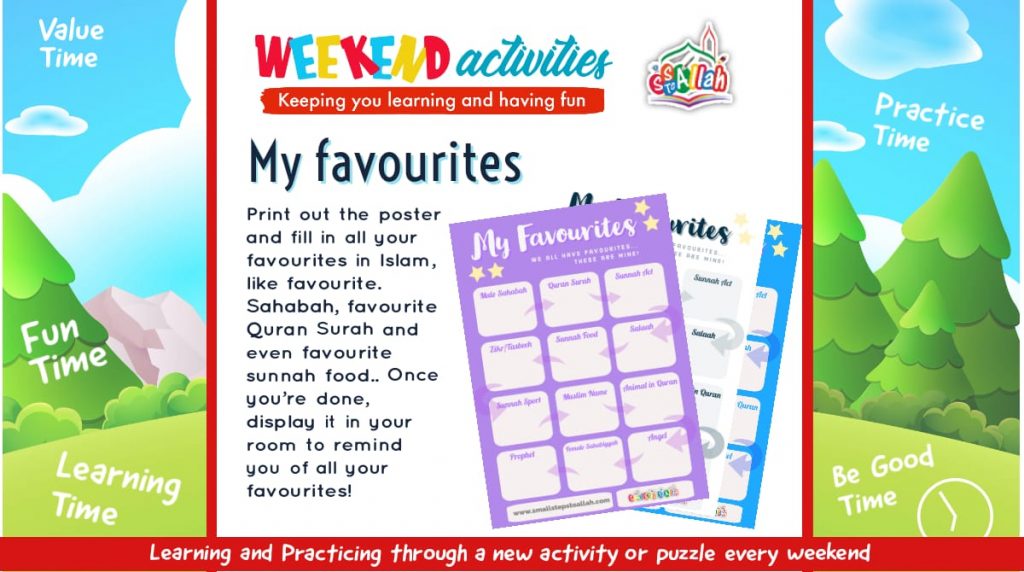 23. Weekend Activity – My Favourites